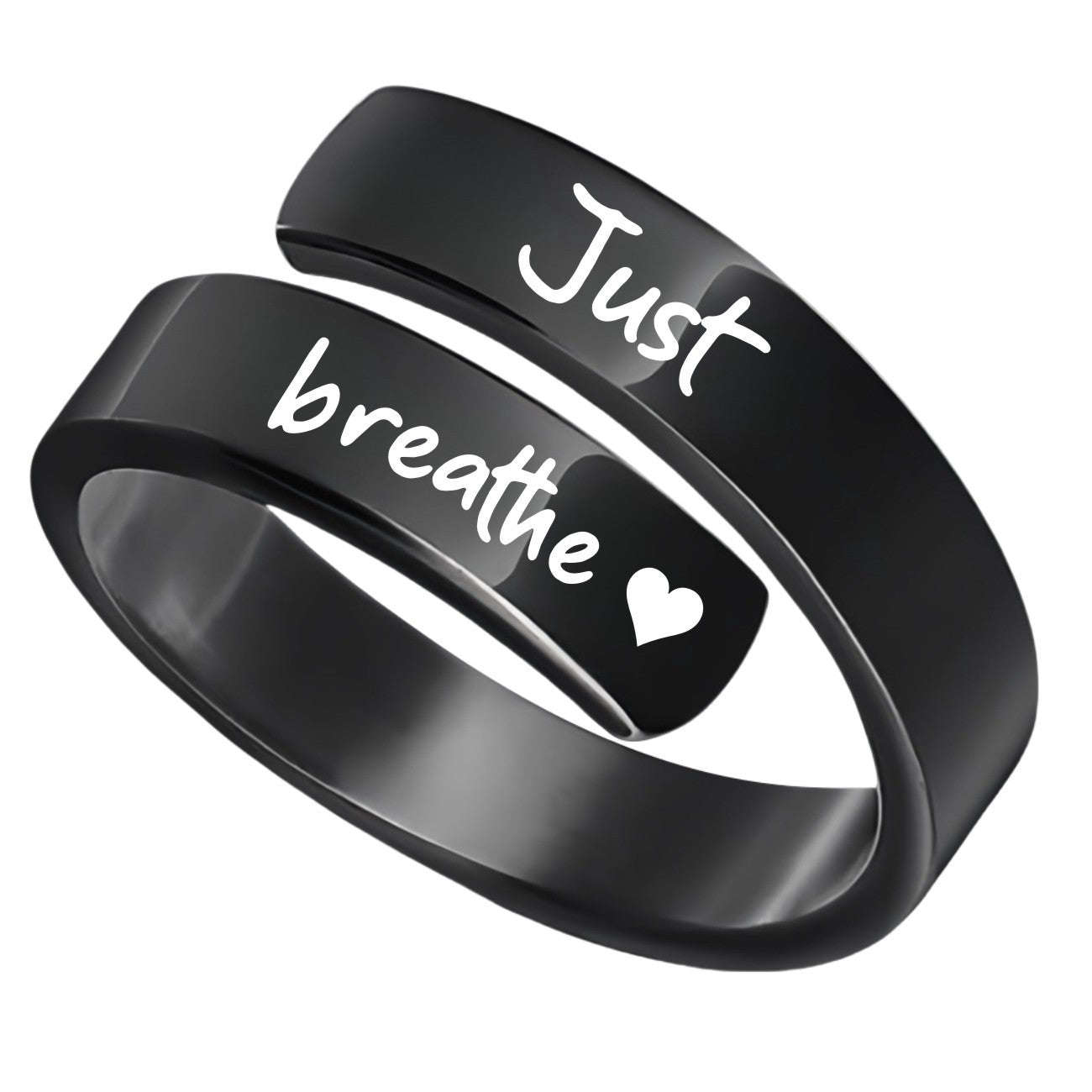 Just Breathe Open Wrap Ring Engraved Lotus Or Heart