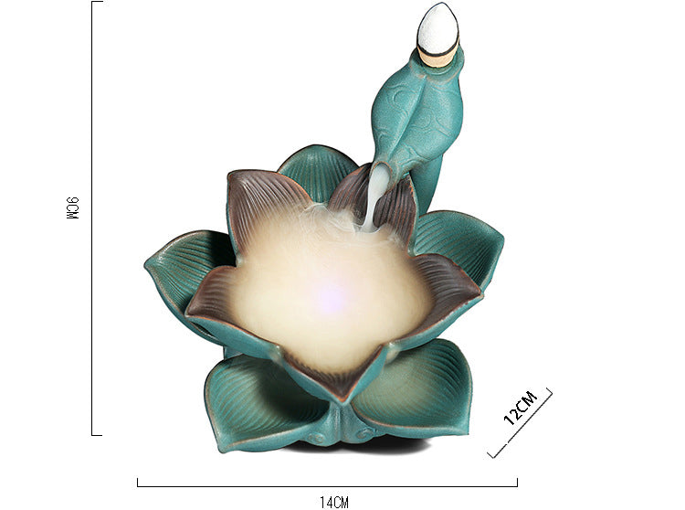 Creative Ceramic Lotus Incense Aromatherapy LED Colorful Light
