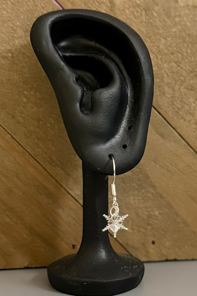 Sterling Silver Snowflake Crystal Earrings