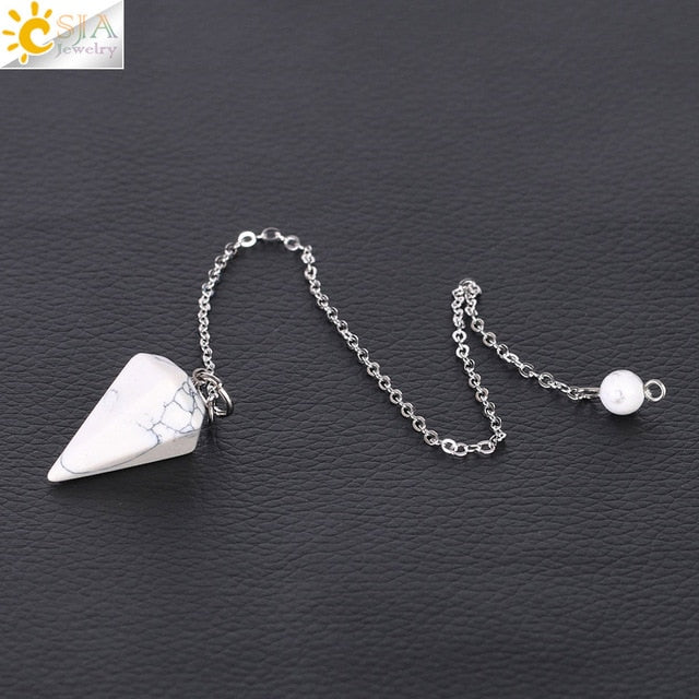 Reiki Meditation Pendulum Natural Stone Amulet Healing Crystal Pendant
