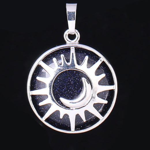 Sun & Moon Pendant Reiki Healing Natural Stone Necklace