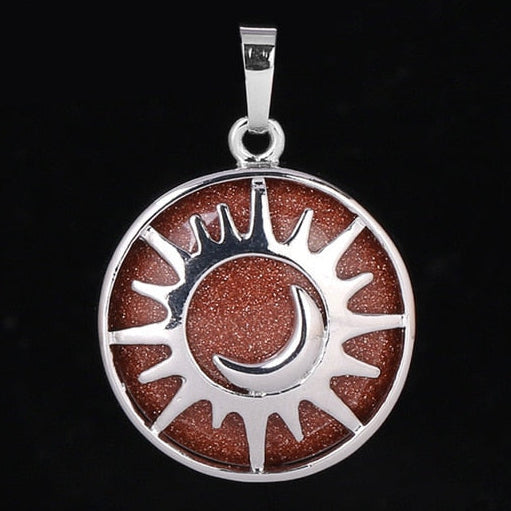 Sun & Moon Pendant Reiki Healing Natural Stone Necklace