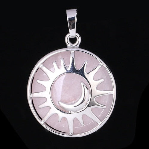 Sun & Moon Pendant Reiki Healing Natural Stone Necklace