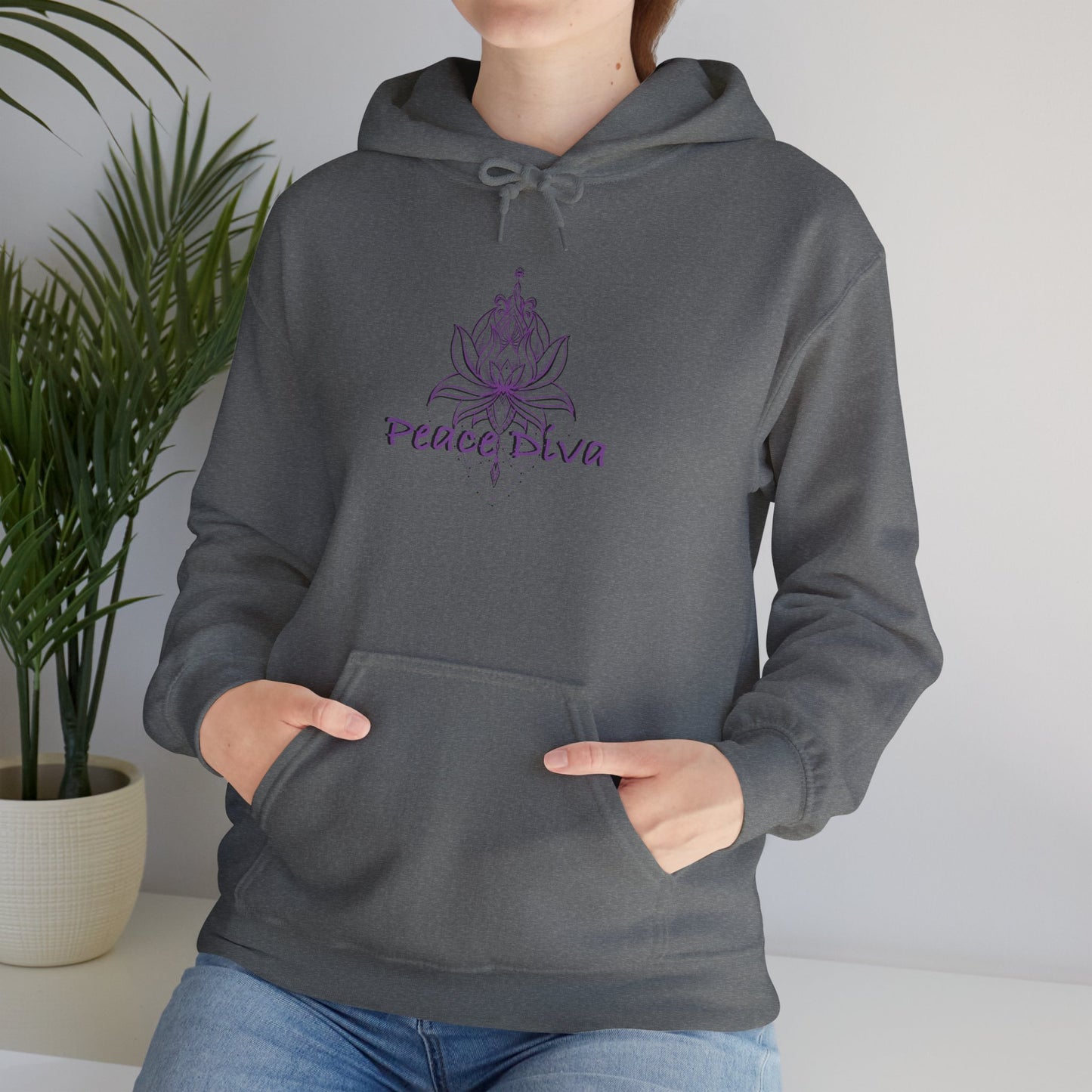 Peace Diva Hooded Sweatshirt - Unisex Heavy Blend™ - Cozy & Chic for Mindfulness and Self-Expression