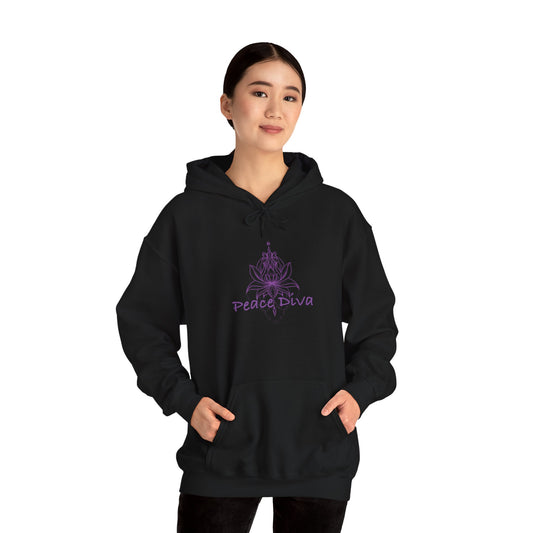 Peace Diva Unisex Heavy Blend™ Hooded Sweatshirt - Bohemian Style for Comfort and Serenity