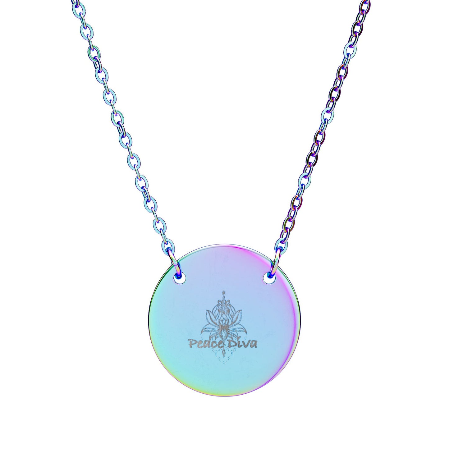 Engraved Circle Necklace — Peace Diva Pendant