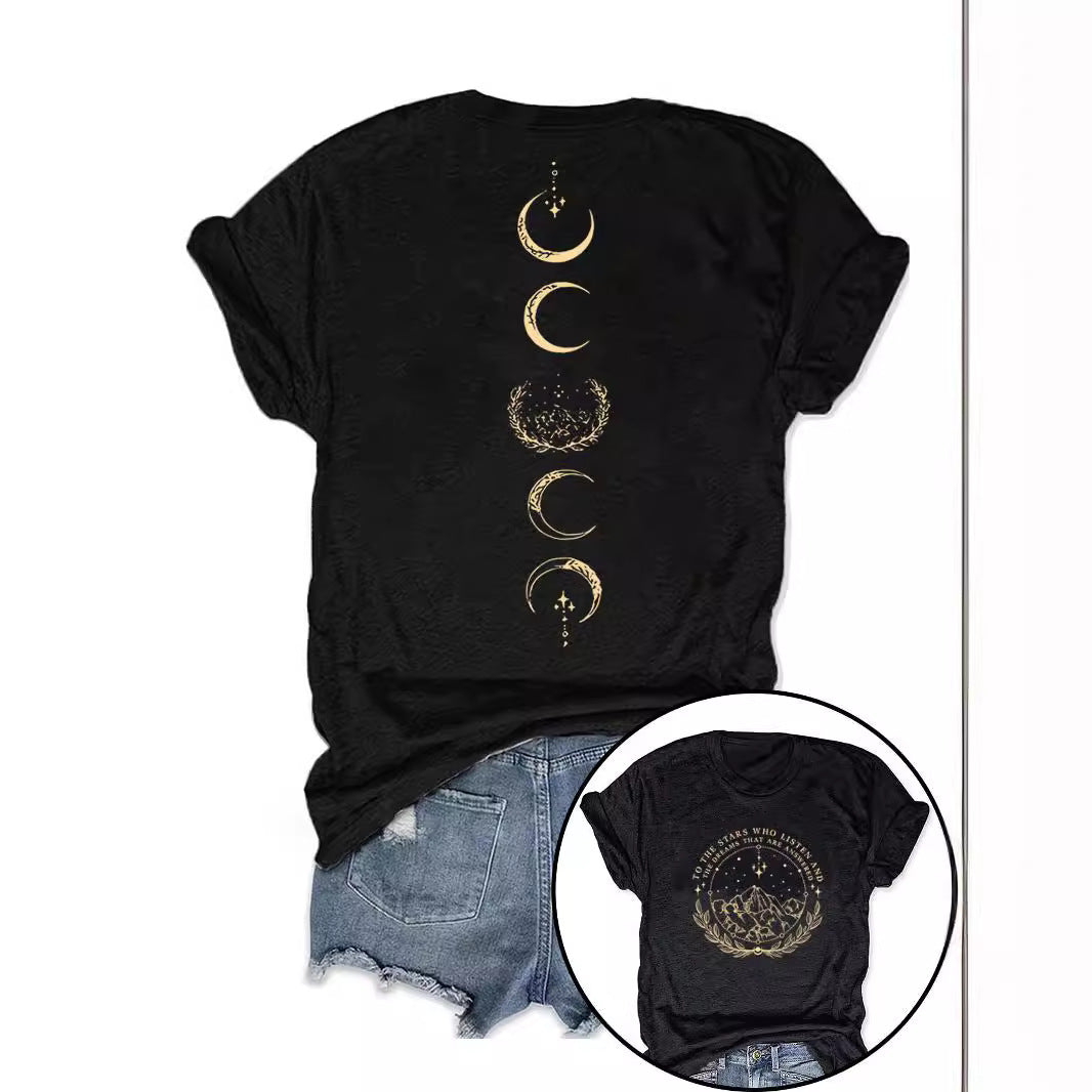 Moon Pattern Short Sleeved Shirt
