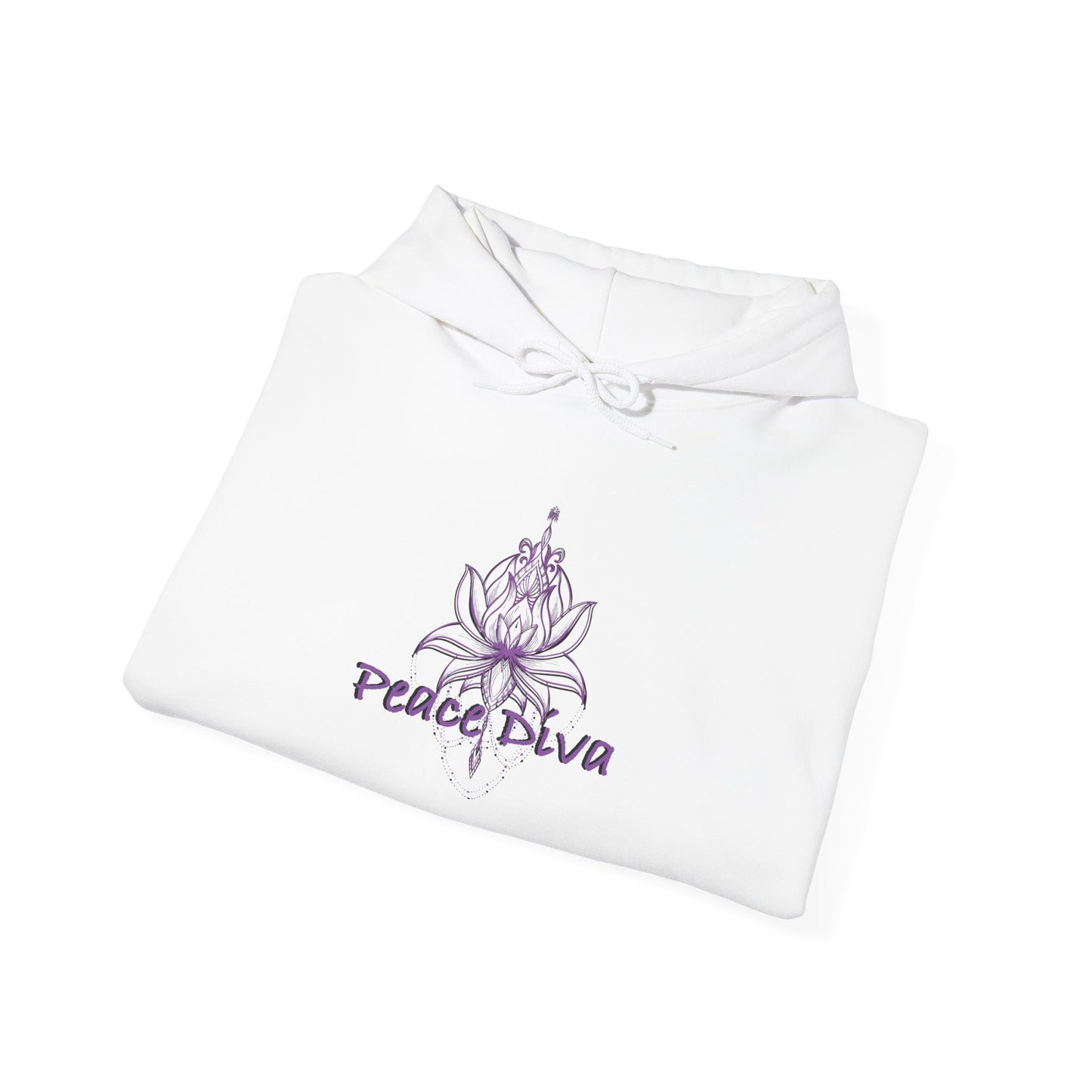 Peace Diva Hooded Sweatshirt - Unisex Heavy Blend™ - Cozy & Chic for Mindfulness and Self-Expression