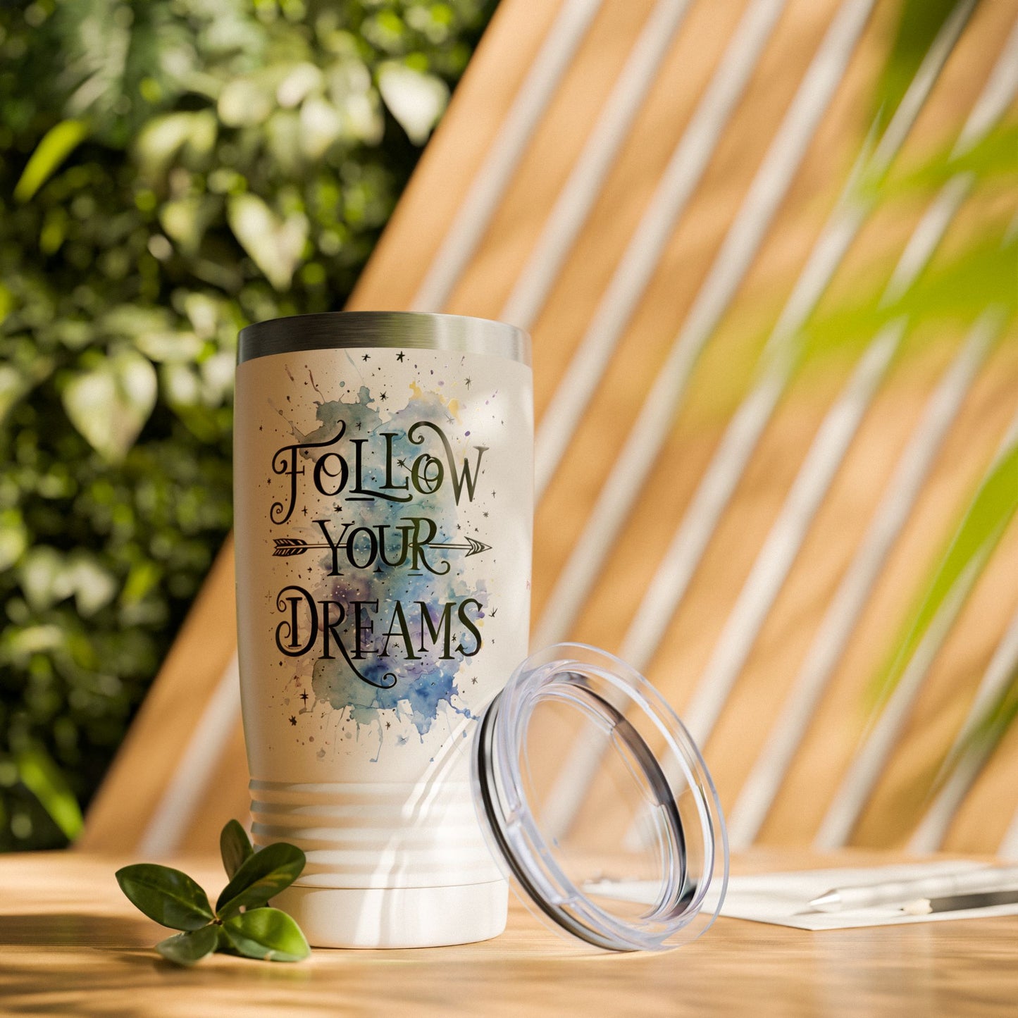 Follow Your Dreams 20oz Tumbler — Inspirational Travel Mug with Watercolor Design