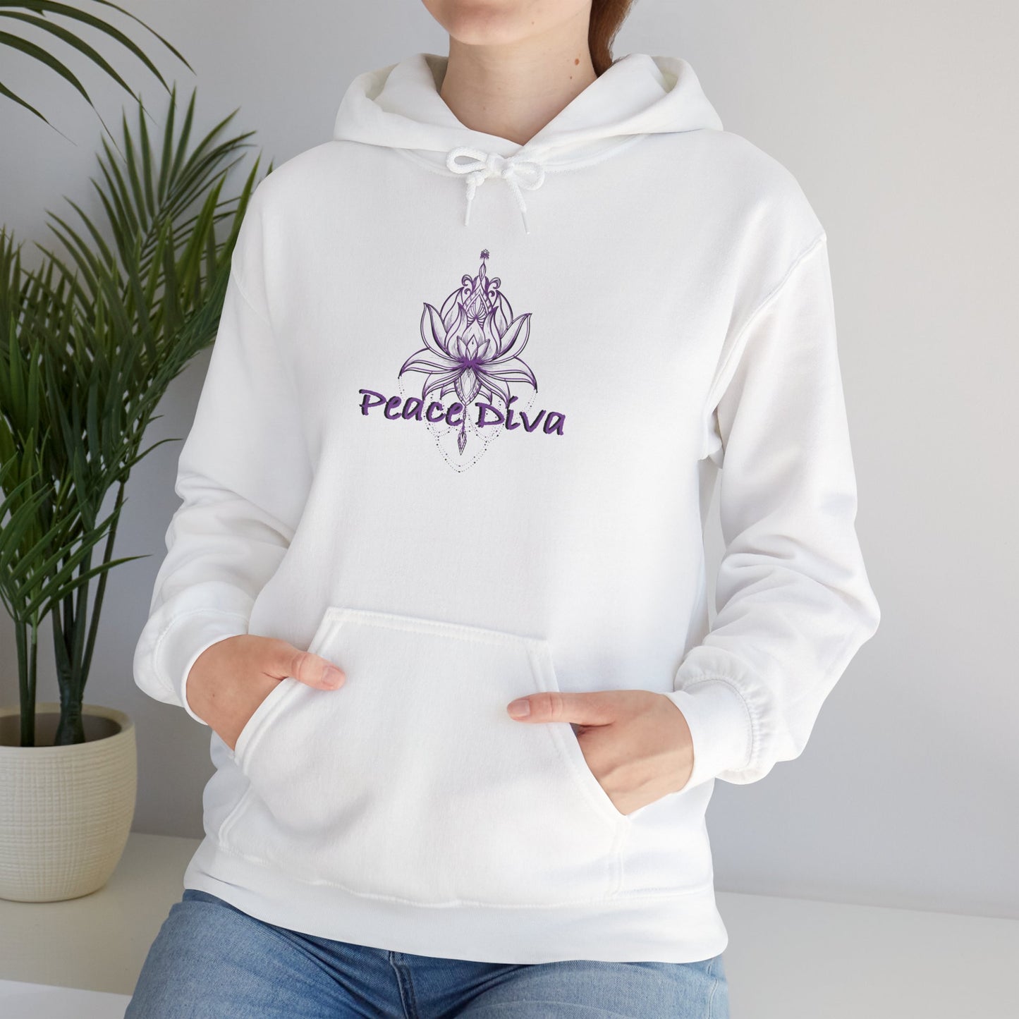 Peace Diva Hooded Sweatshirt - Unisex Heavy Blend™ - Cozy & Chic for Mindfulness and Self-Expression