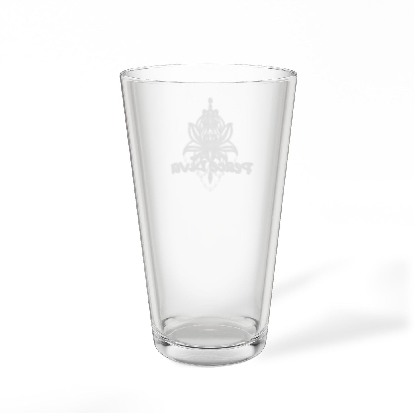Engraved 16oz Pint Mixing Glass — Floral 'Peace & Love' Bar Glass