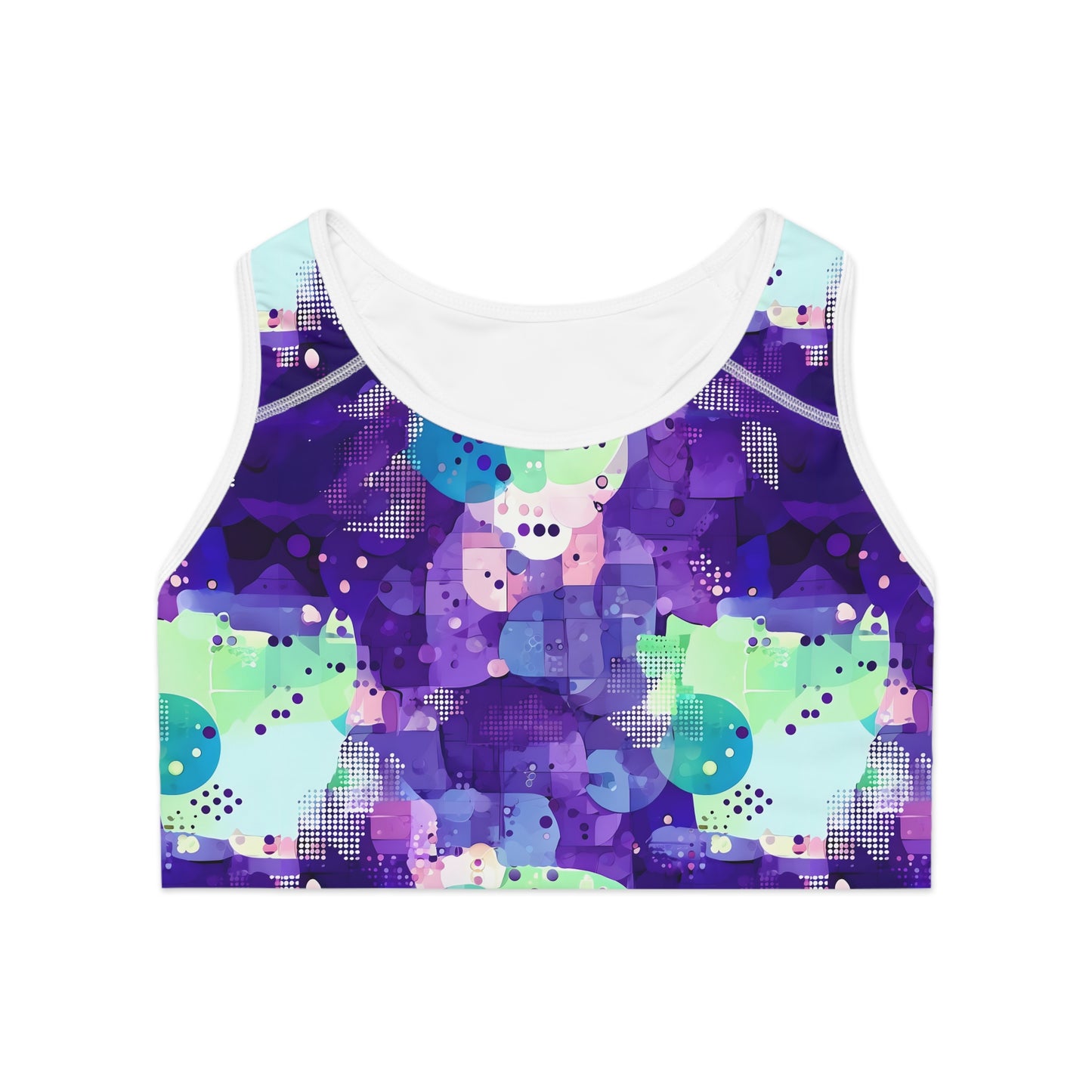 Peace Diva Vibrant Sports Bra for Active Women - Abstract Purple Design