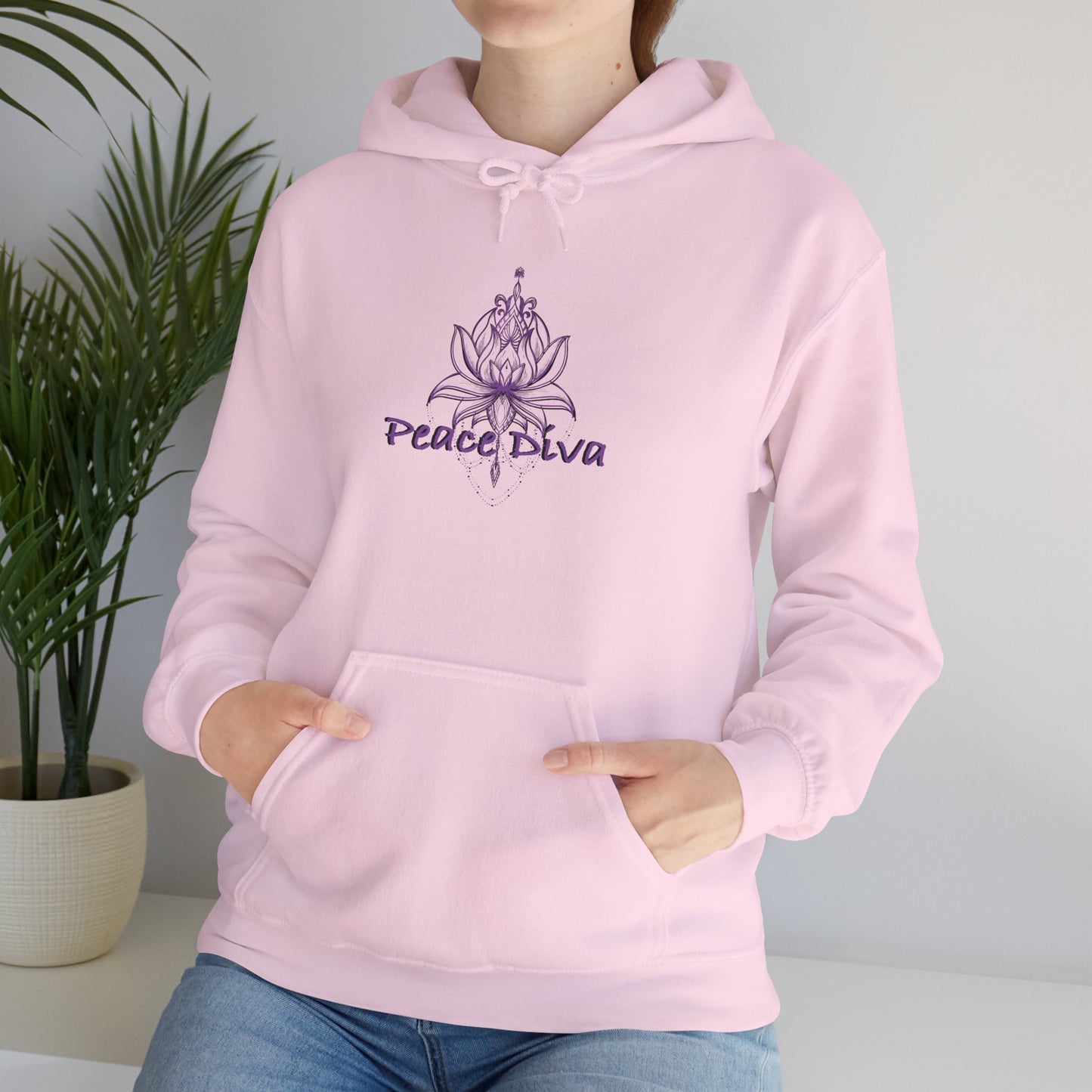 Peace Diva Hooded Sweatshirt - Unisex Heavy Blend™ - Cozy & Chic for Mindfulness and Self-Expression