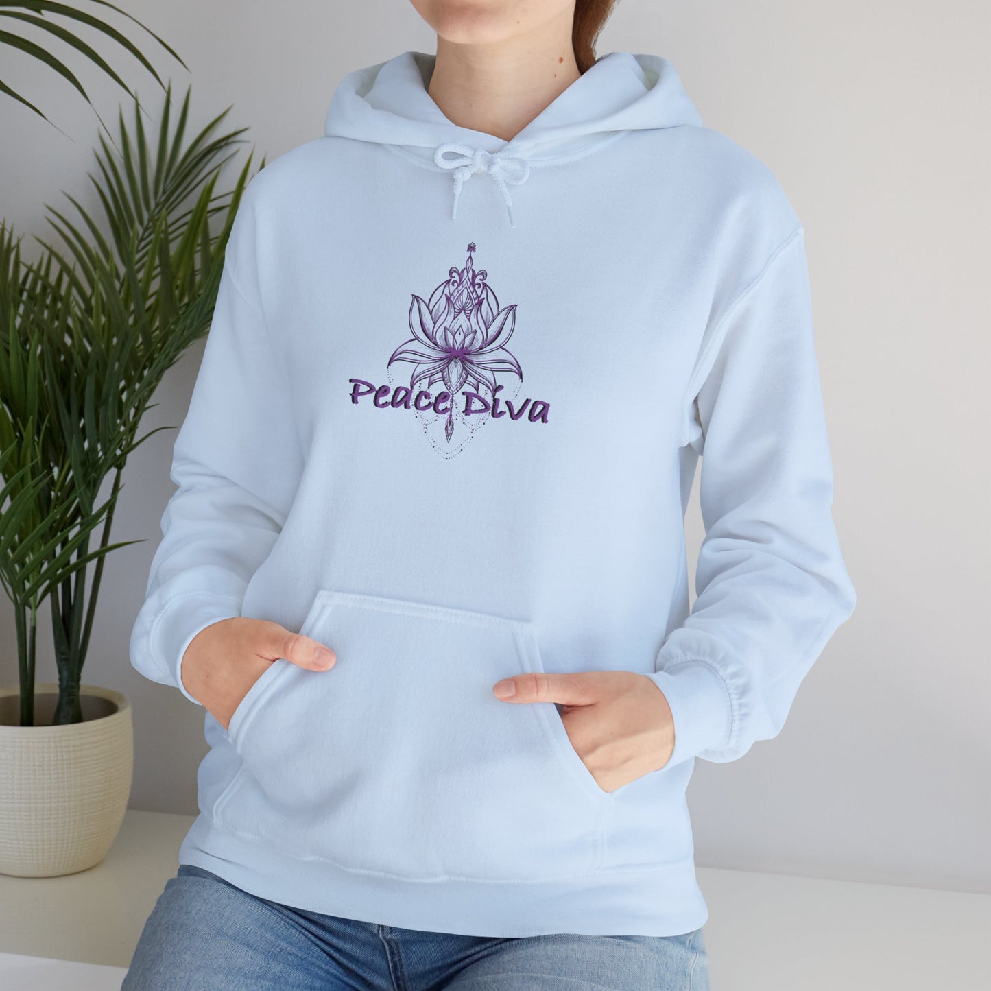 Peace Diva Hooded Sweatshirt - Unisex Heavy Blend™ - Cozy & Chic for Mindfulness and Self-Expression
