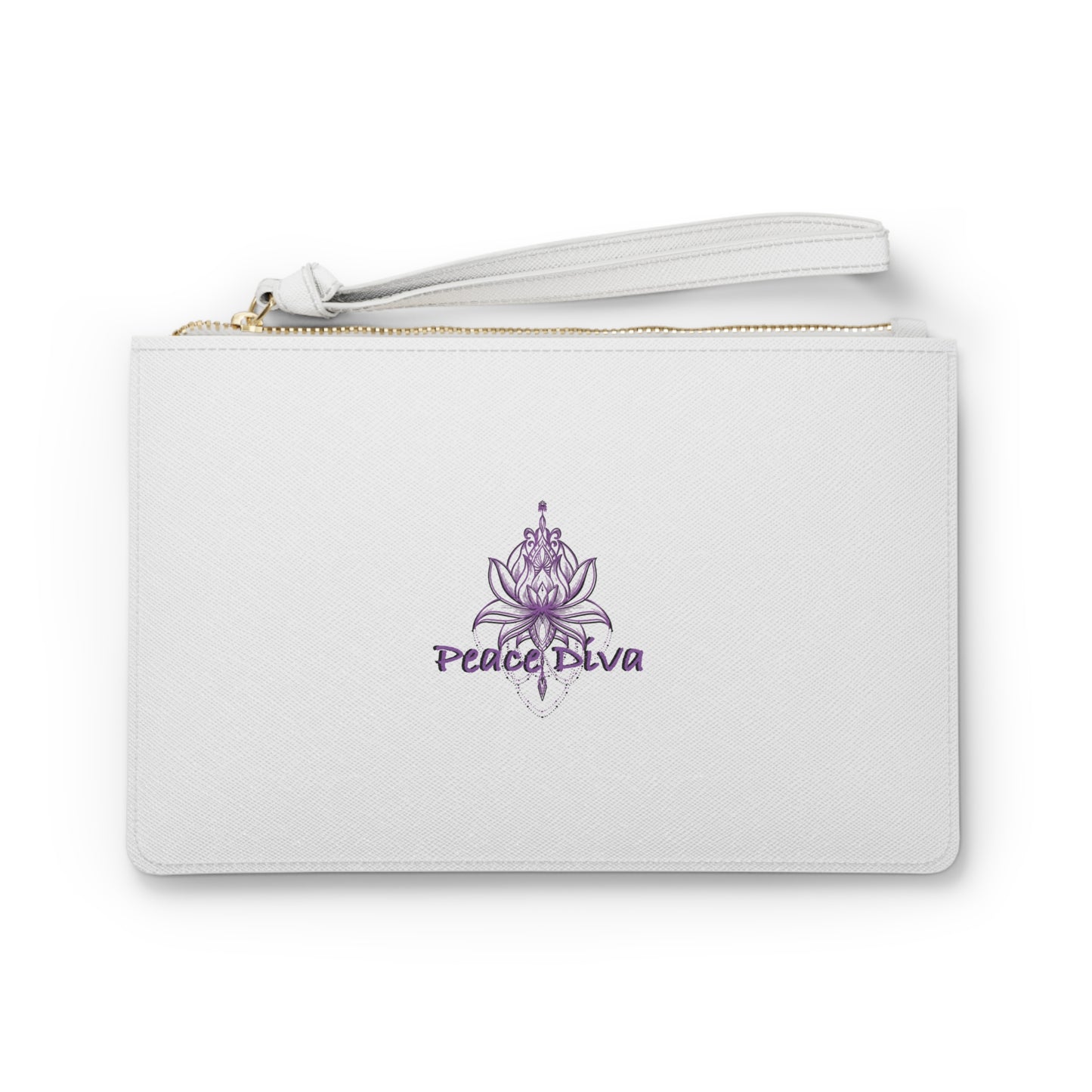 Lotus Peace Diva Clutch Bag — Purple Floral Wristlet Purse