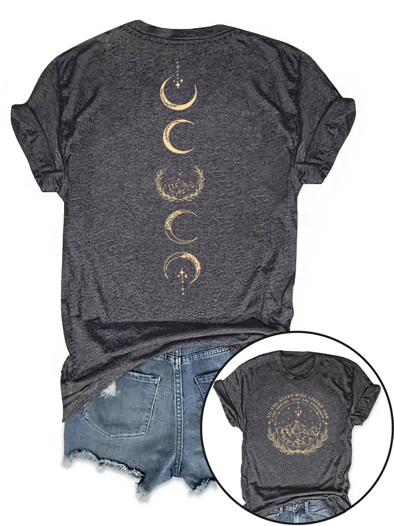 Moon Pattern Short Sleeved Shirt