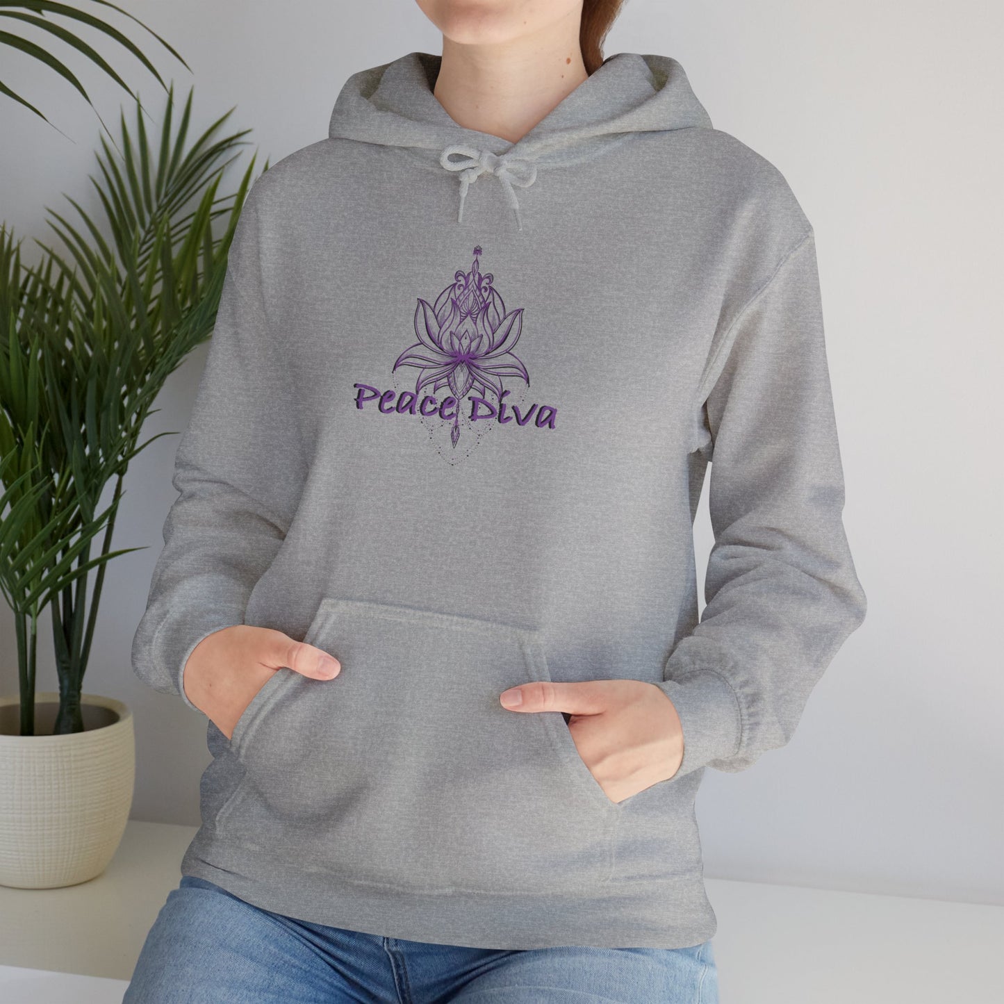 Peace Diva Hooded Sweatshirt - Unisex Heavy Blend™ - Cozy & Chic for Mindfulness and Self-Expression