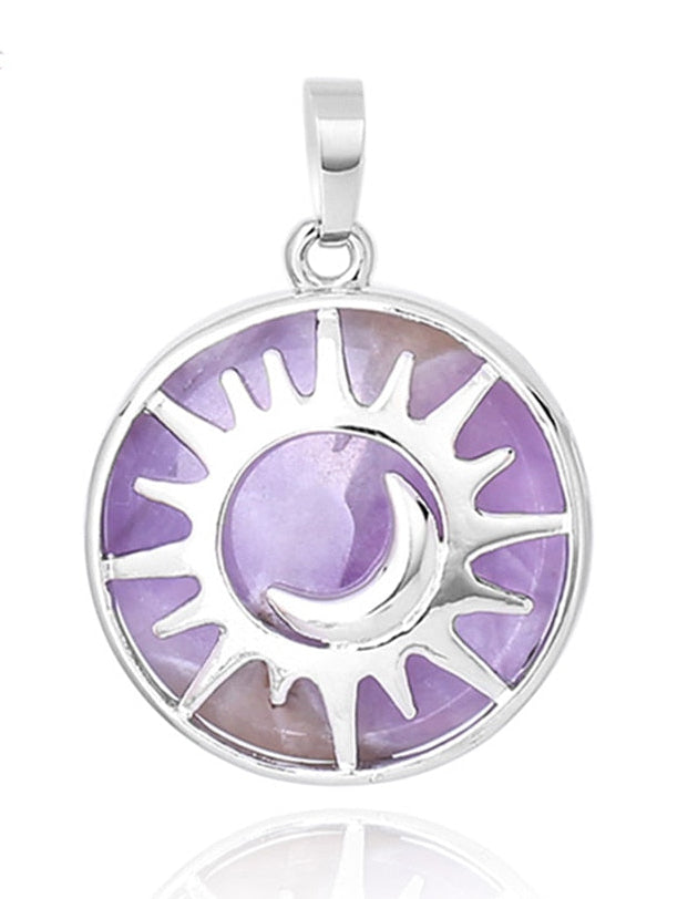 Sun & Moon Pendant Reiki Healing Natural Stone Necklace