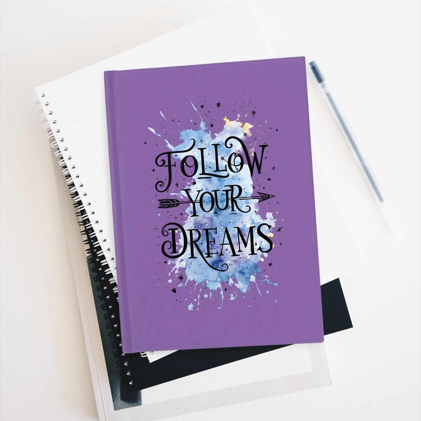 Follow Your Dreams Purple Ruled Journal — Inspirational Lined Notebook for Goal Setting & Daily Reflection