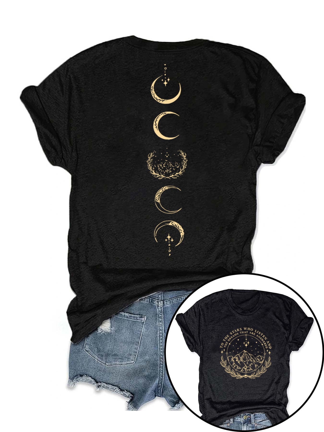 Moon Pattern Short Sleeved Shirt