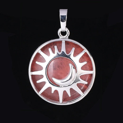 Sun & Moon Pendant Reiki Healing Natural Stone Necklace