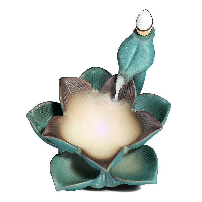 Creative Ceramic Lotus Incense Aromatherapy LED Colorful Light