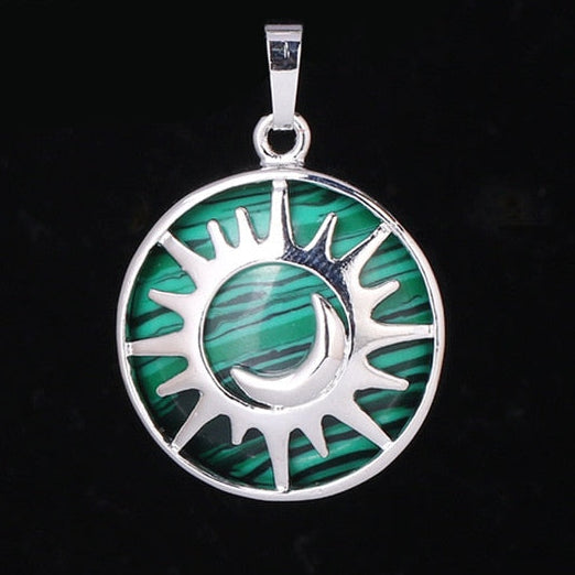 Sun & Moon Pendant Reiki Healing Natural Stone Necklace
