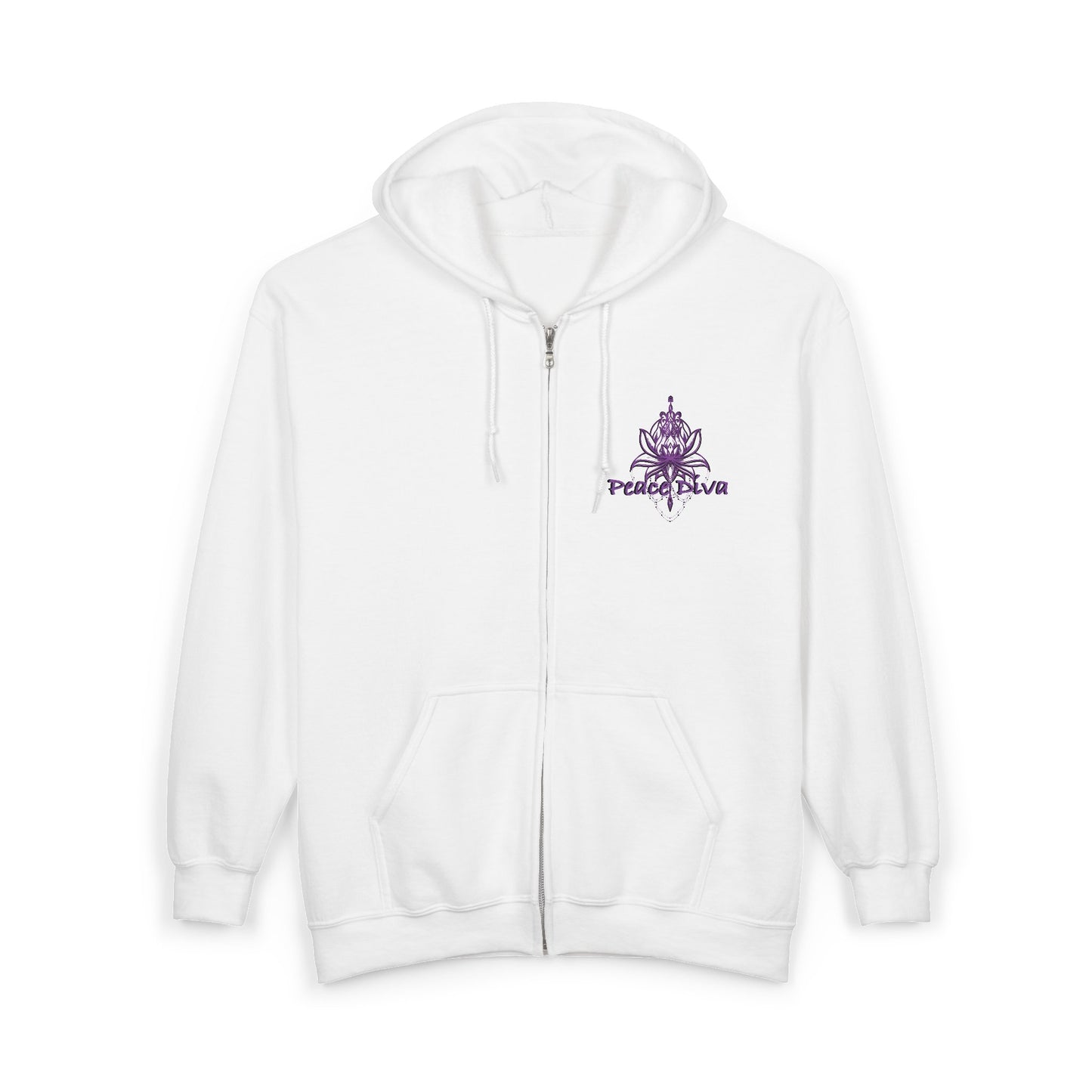 Zen AF Peace Diva Zip Hoodie — Lotus Meditation Full-Zip Sweatshirt