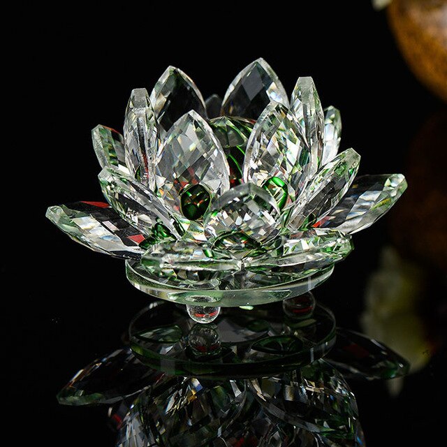 Quartz Crystal Lotus Flower Glass Paperweight