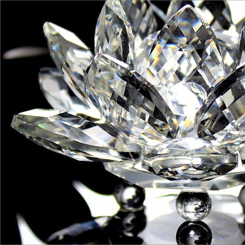 Quartz Crystal Lotus Flower Glass Paperweight