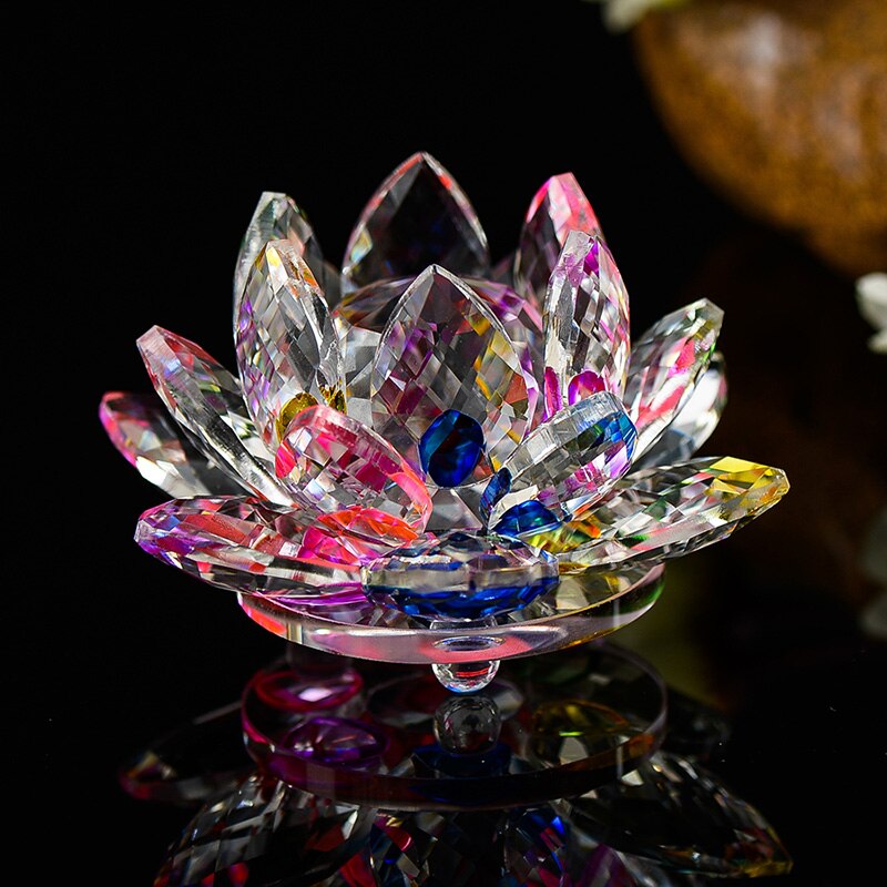 Quartz Crystal Lotus Flower Glass Paperweight