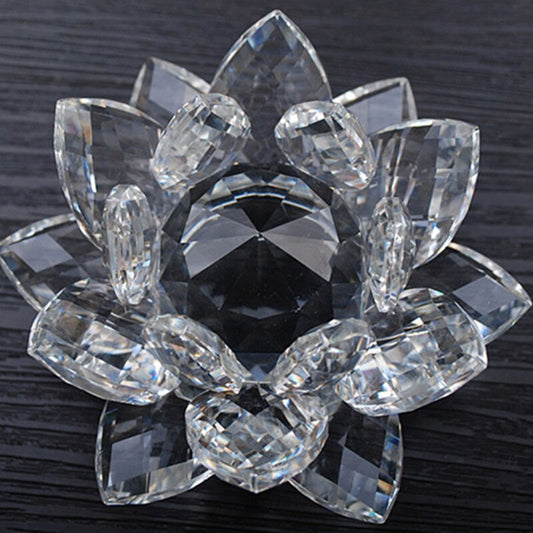 Quartz Crystal Lotus Flower Glass Paperweight