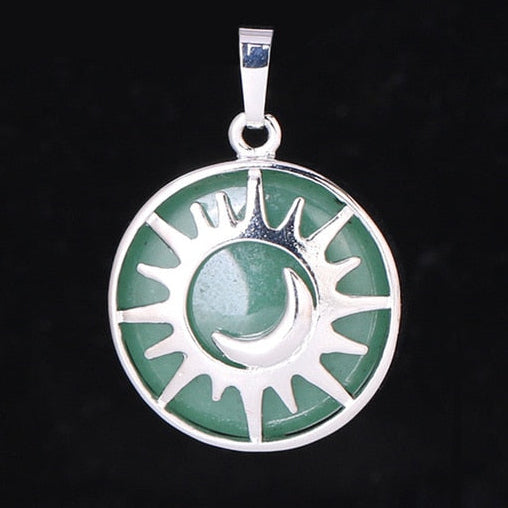 Sun & Moon Pendant Reiki Healing Natural Stone Necklace