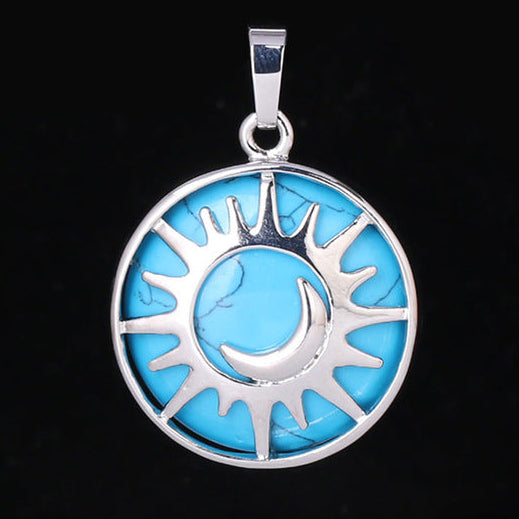 Sun & Moon Pendant Reiki Healing Natural Stone Necklace
