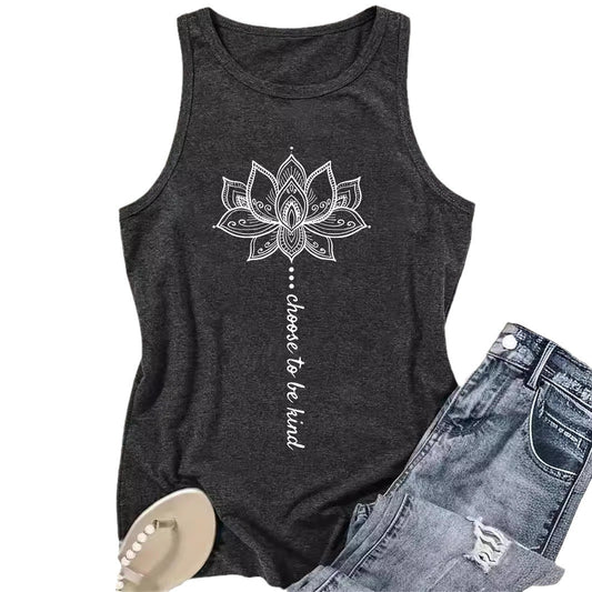 Choose To Be Kind - Lotus Print Sleeveless Top