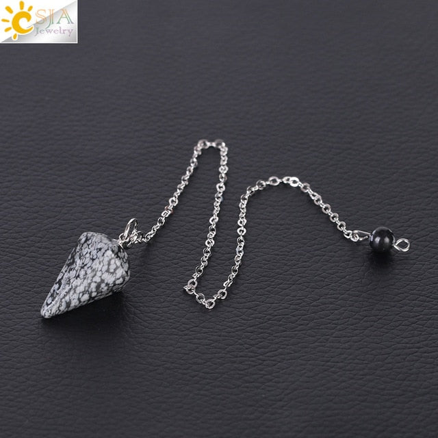 Reiki Meditation Pendulum Natural Stone Amulet Healing Crystal Pendant