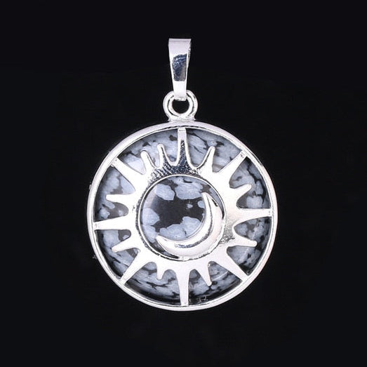 Sun & Moon Pendant Reiki Healing Natural Stone Necklace