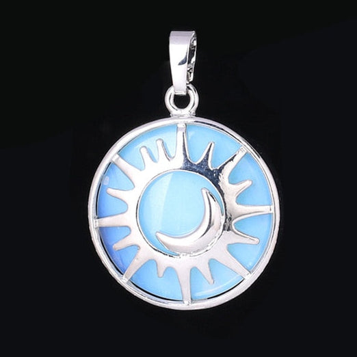 Sun & Moon Pendant Reiki Healing Natural Stone Necklace