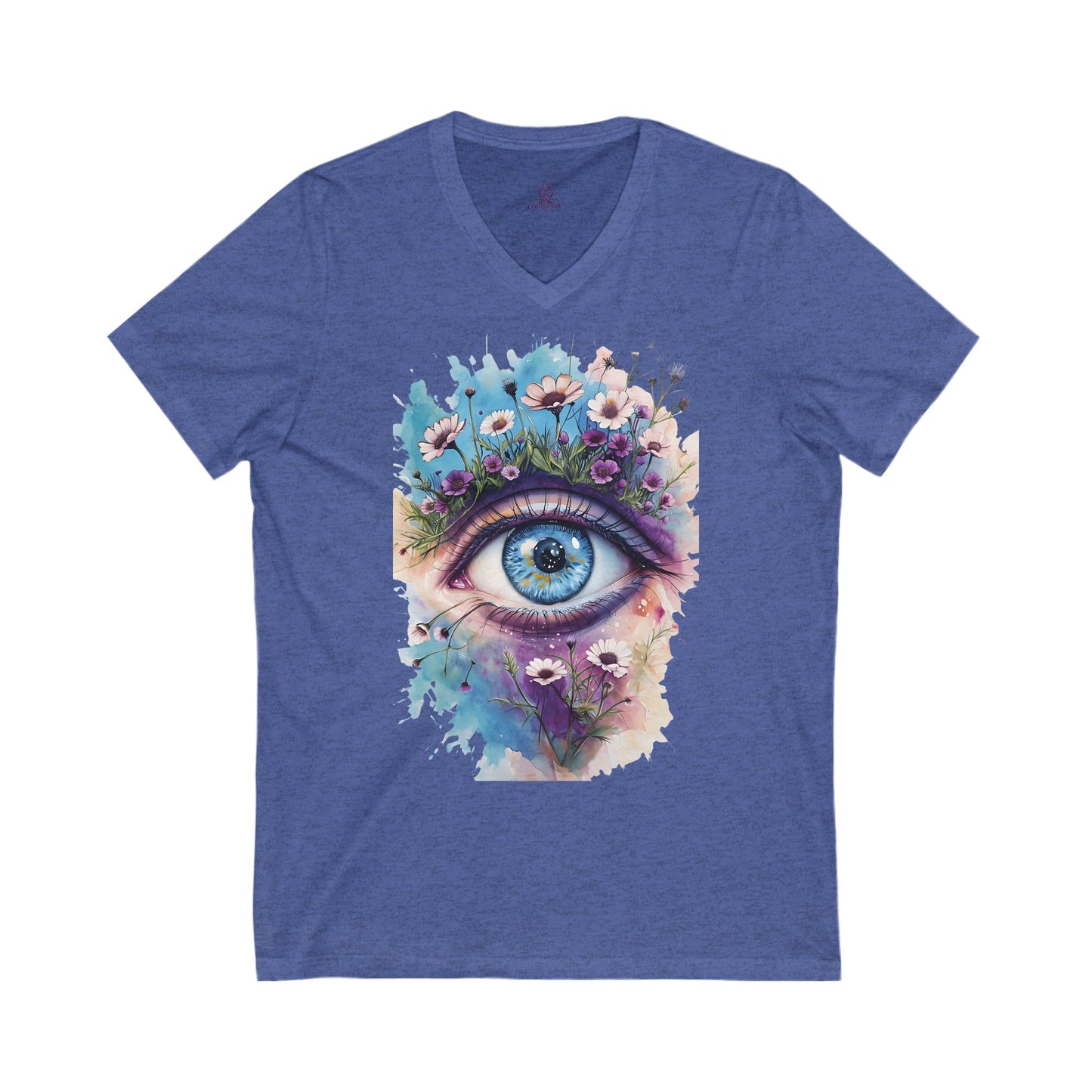 Peace Diva Floral Eye V-Neck Tee | Boho Style Unisex Jersey Shirt
