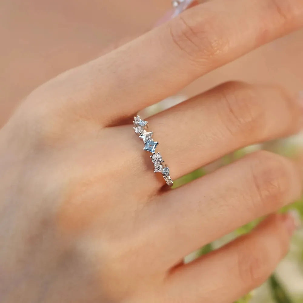 Star Inlaid Cubic Zirconia Ring