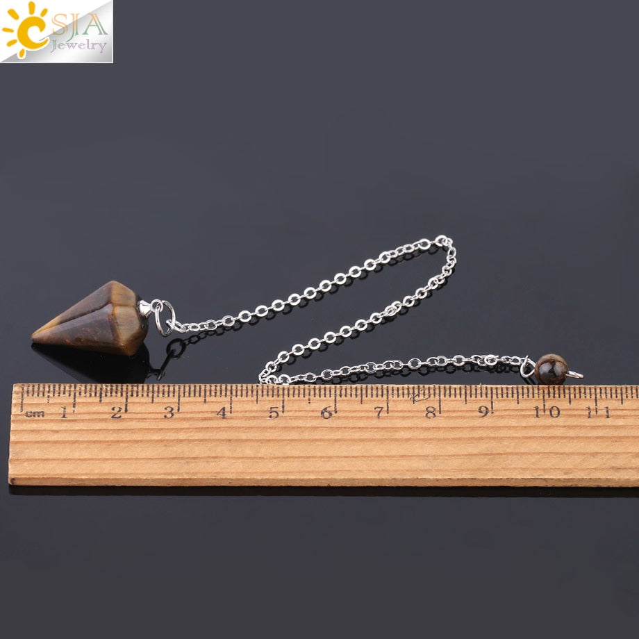 Reiki Meditation Pendulum Natural Stone Amulet Healing Crystal Pendant