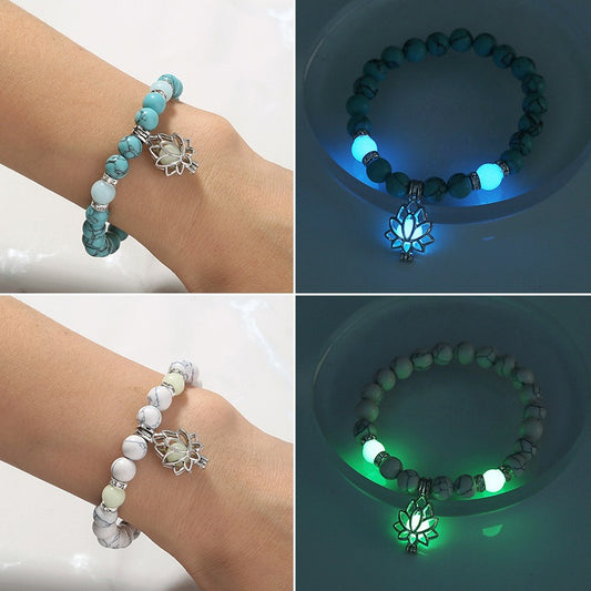 Turquoise Glow Lotus Multicolor Fluorescent Bracelet