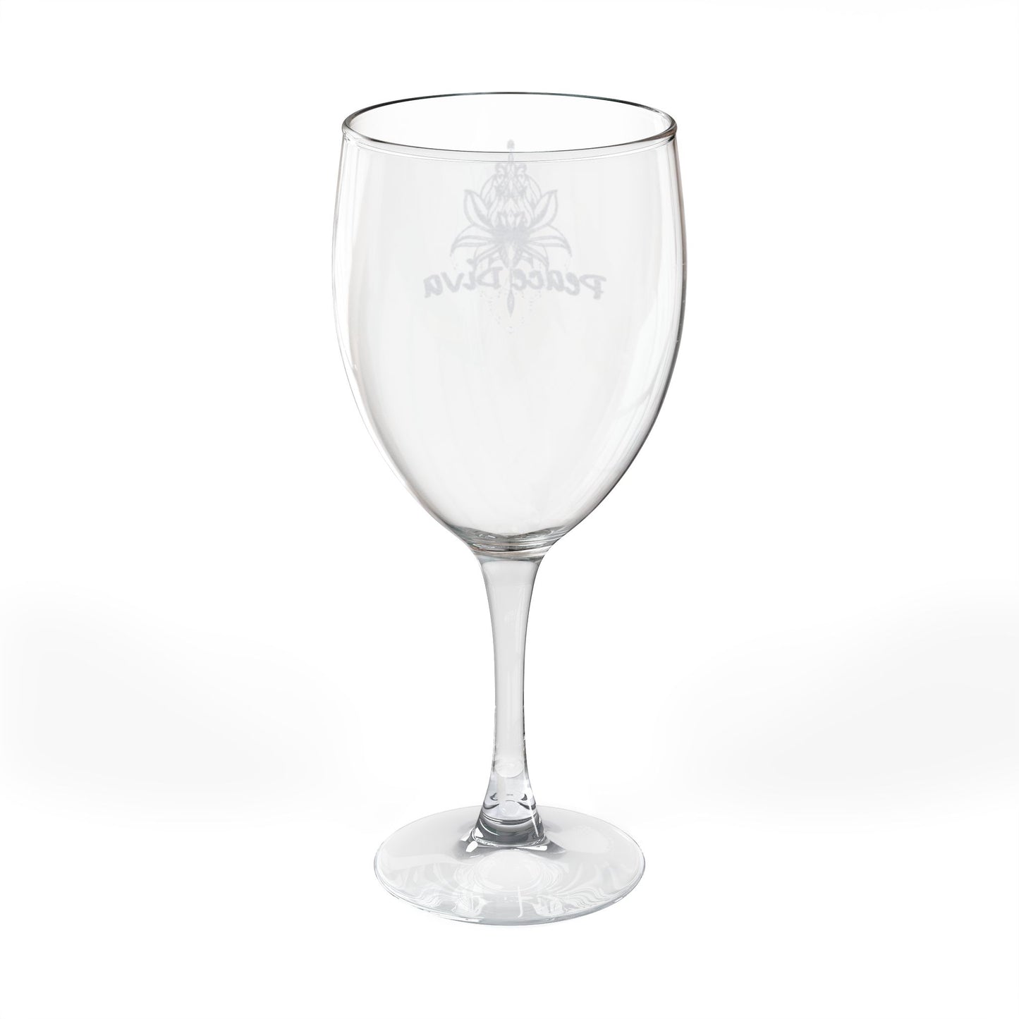 Stemmed Wine Glass, Peace Diva Engraving