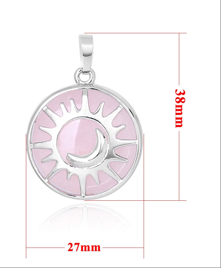 Sun & Moon Pendant Reiki Healing Natural Stone Necklace