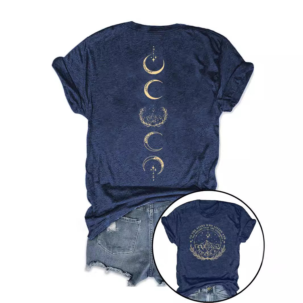 Moon Pattern Short Sleeved Shirt