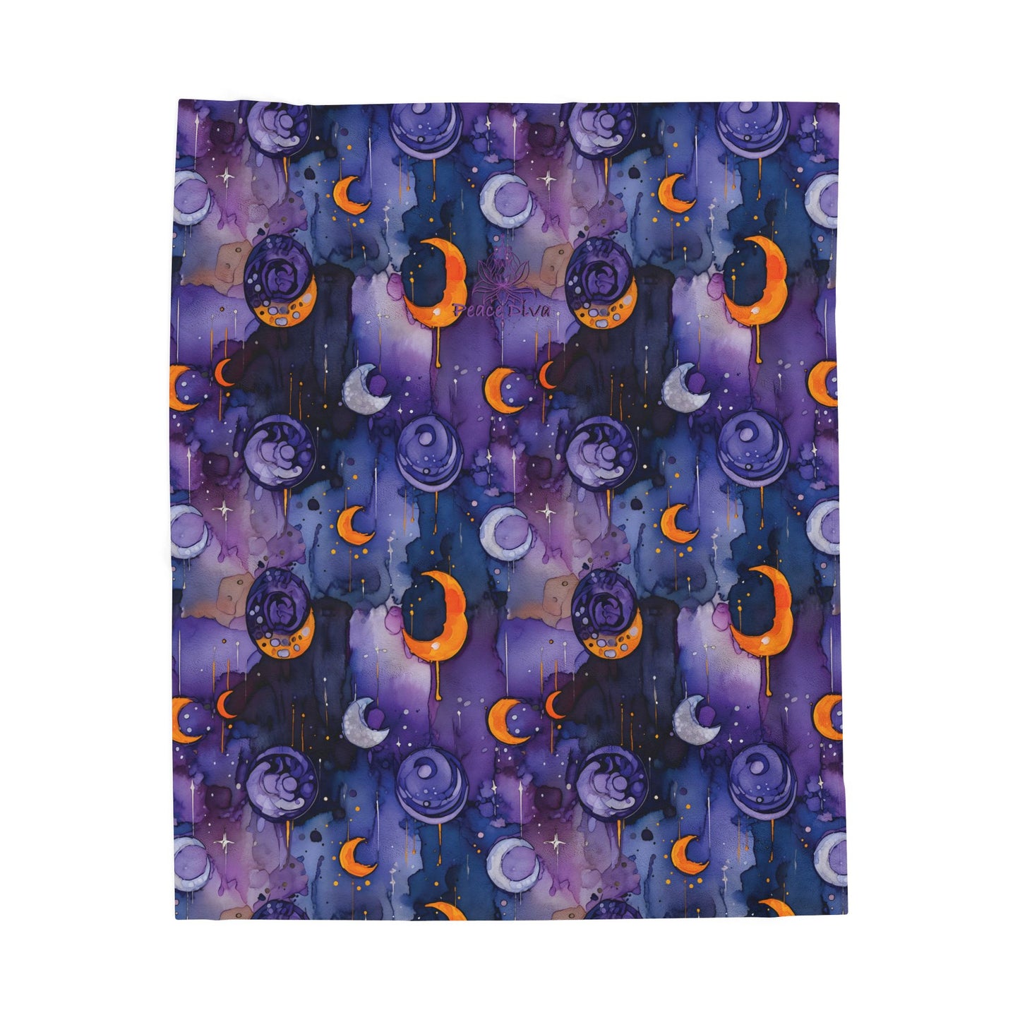 Peace Diva Plush Blanket — Cosmic Moon & Planets Galaxy Throw