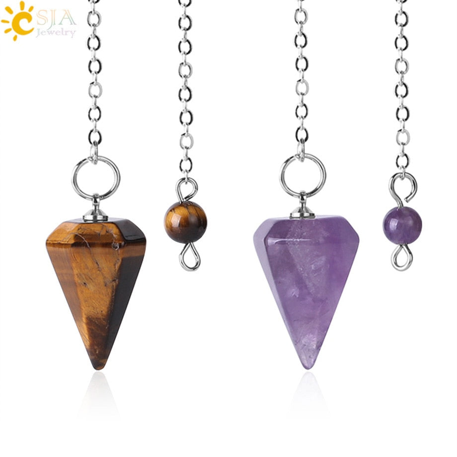 Reiki Meditation Pendulum Natural Stone Amulet Healing Crystal Pendant