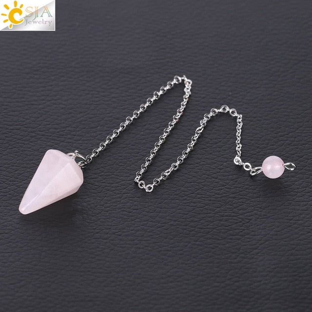 Reiki Meditation Pendulum Natural Stone Amulet Healing Crystal Pendant