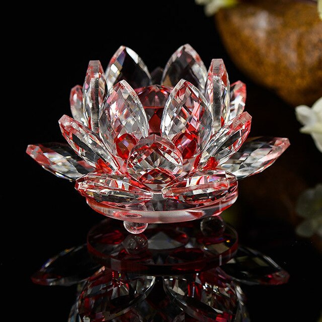 Quartz Crystal Lotus Flower Glass Paperweight
