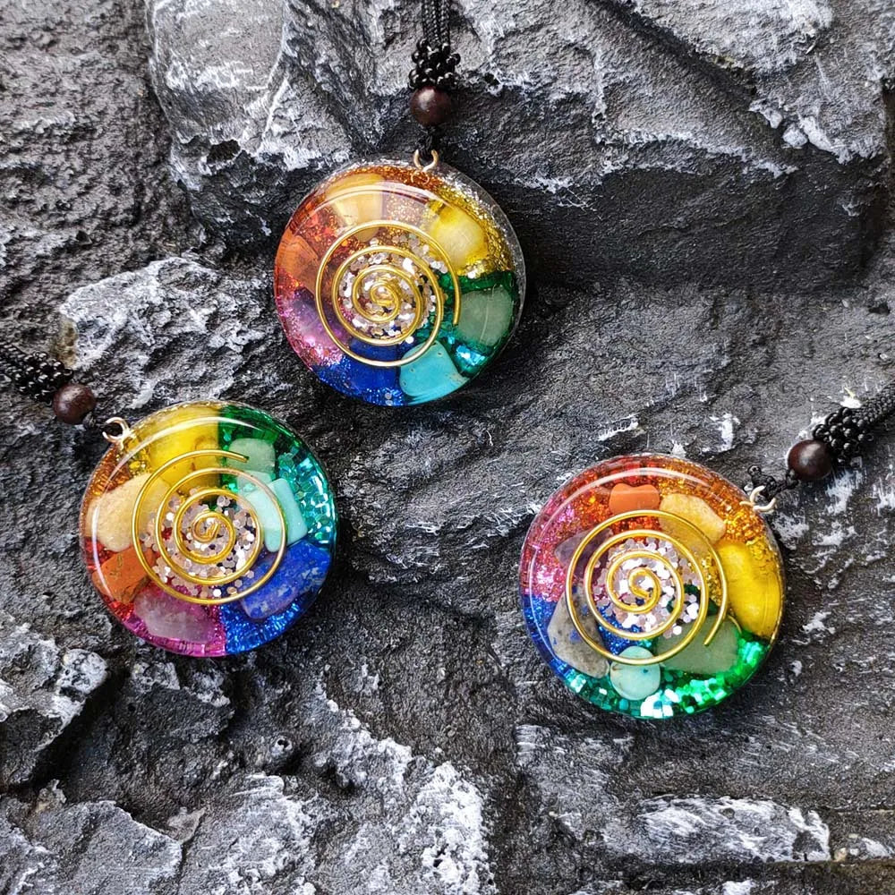Orgonite Protection Healing Crystal Sacred Geometry Chakra Necklaces Meditation Jewelry